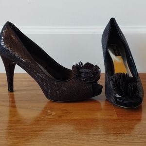 White House Black market black sequin heels 9